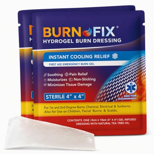 BurnFix® Burn Gel Dressing, 2 Pack, Sterile 4x4 Hydrogel Burn Pads - size: 1.4 Ounce (Pack of 2)