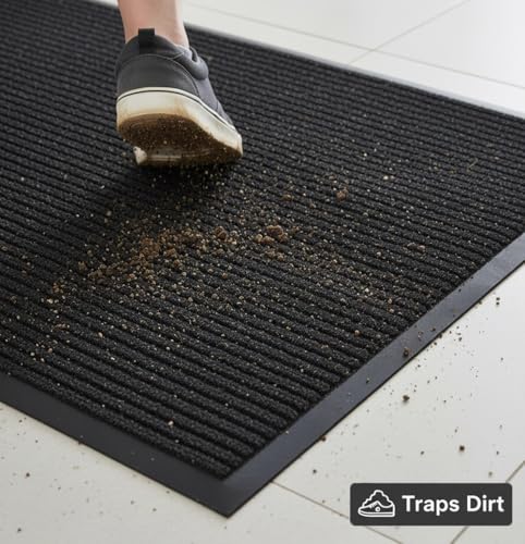 SRDDQLC Door Floor Mat Commercial Grade Large Size Heavy Duty Tough Entry Collection Slip Skid Entrance Mat with Rubber Backing Low Profile and Easy to Clean Indoor Outdoor Rug,2x6FT,Black - size: 2' x 6' (Rectangular)