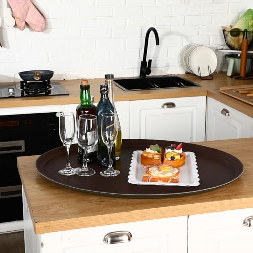 Gerrii 2 Pack Large Oval Restaurant Serving Trays, 24 x 29, Brown - color: Brown, size: 24x29