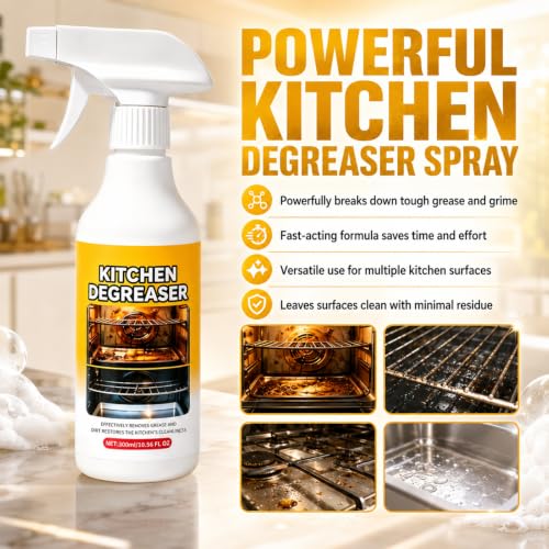 300ml/10.56FL OZ Greasekiller Spray BBQ Grill Cleaner, Fast Acting Heavy Duty Grill Degreaser Spray, Effectively Removes Grease for Outdoor BBQ Grate,Grill Lid,Stovetop
