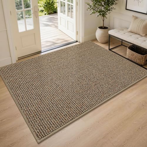 BEQHAUSE Dirt Trapper Door Mat 48" x 72", Non-Slip Washable Doormats, Beige - color: Beige, size: 48" X 72" (Rectangular)