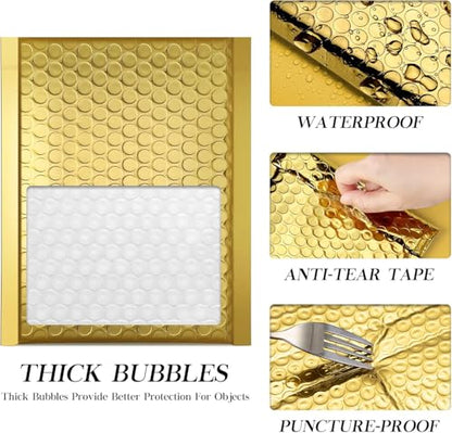 Fuxury Gold Bubble Mailers 6x10" 300 Pack, Thick Metallic Bubble Envelopes - color: Gold, size: 6x10" 300PC