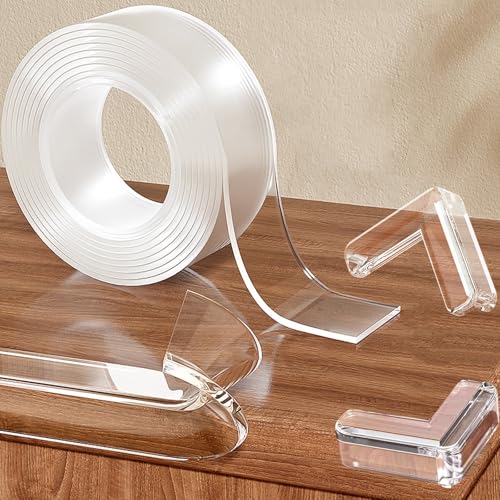 Clear Edge Protector Strip,Corner Protectors with 6 Furniture Corner Guards - size: 1.18in x 13.12FT, 1 Roll, 6 Corners