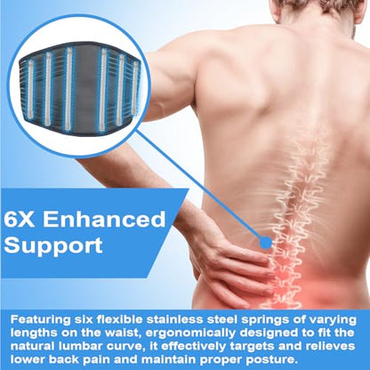 Back Brace for Lower Back Pain Relief, Lumbar Support Belt for Men&Women - color: Black 2