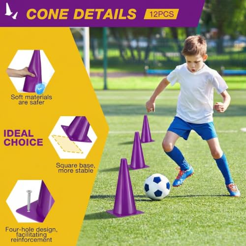 12 Inch Traffic Cones,12pcs Training Sports Cones,Parking Cones - color: purple