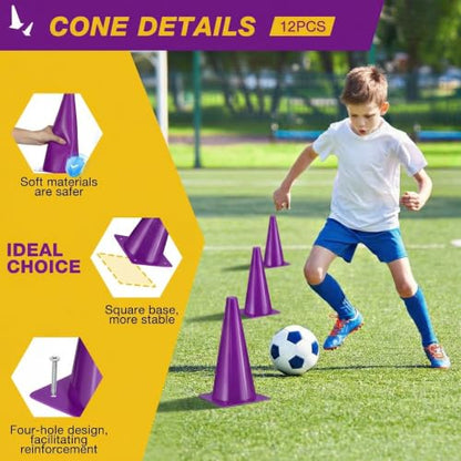 12 Inch Traffic Cones,12pcs Training Sports Cones,Parking Cones - color: purple