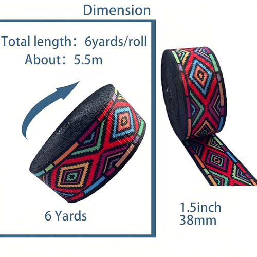 Nylon Webbing Ribbon Strap 1.5 Inch Patterned Polyester Webbing 6 Yards 38mm Striped Webbing Bag Handles Replacement DIY Pet Collars Leash Camera Strap Shoulder Straps (F) - color: F