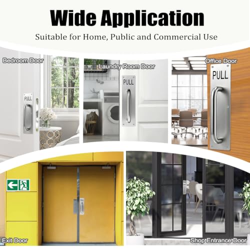 Sumnacon 1 Set Stainess Steel Door Handle,Push Pull Plate Handles, Silver - color: Silver