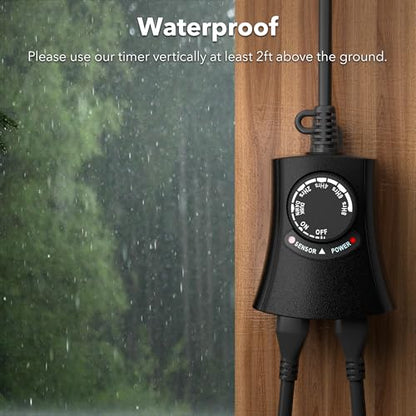 HBN Outdoor Light Timer, Dusk to Dawn Light Sensor Outlet,2 Grounded Outlet - size: 2 Outlets