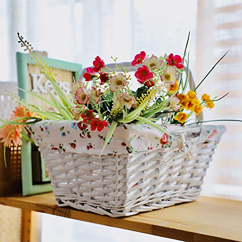 Kingwillow White Wicker Picnic Basket with Handles