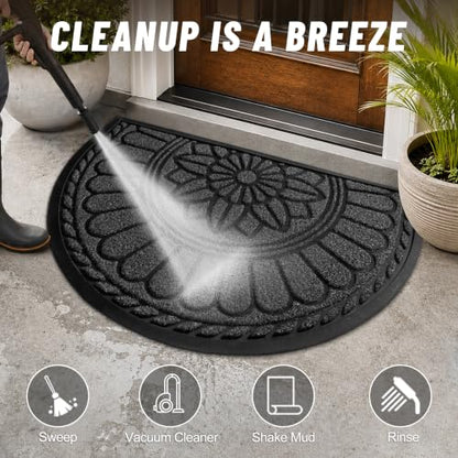 Mibao Half Round Door Mat, 47"x32", Grey, Non-Slip Welcome Entrance - color: Grey, size: 2'8" x 3'11" (Semicircular)