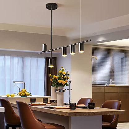 Siittoo 39" Modern LED Pendant Light, Dimmable Black Kitchen Island Light - color: Dark Grey-5 Lights-35W