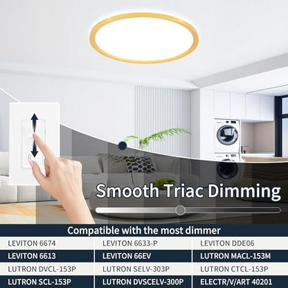 MOONSEA 16 Inch Flush Mount LED Kitchen Ceiling Light Fixture 32W Golden - color: Gold, size: 16 Inch