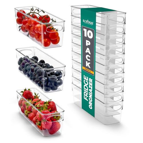 Sorbus Fridge Organizers and Storage, Clear Bins (Small, 10 Pack) - size: Small, style: 10 Pack