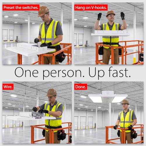 RAB Lighting RBAY15S LED High Bay Light - 130W 100W 80W Adjustable Linear High Bay Lighting Fixture - 3500K 4000K 5000K Dimmable 0-10V - Warehouse Shop Light 120-277V - size: S