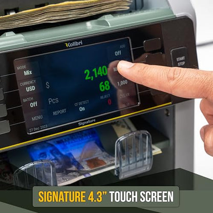 KOLIBRI Money Counter Machine I LCD Display I Bank Grade I Advanced 2CIS/UV/MG/IR/MT/DD/HLF/SN IRT Detection I Mixed Denomination I Multi-Currency I Reject Pocket I 3-Years Warranty I Signature - color: White/Gray (Signature)