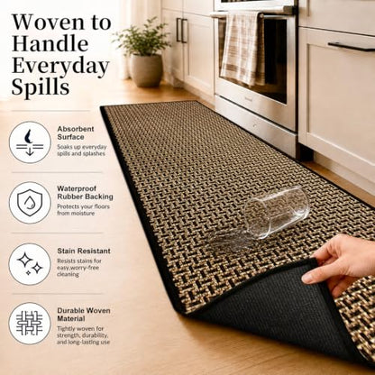 eqivei Kitchen Runner Rug, 24" x 59", Non-Slip Washable Kitchen Floor Mat - color: Black Gold