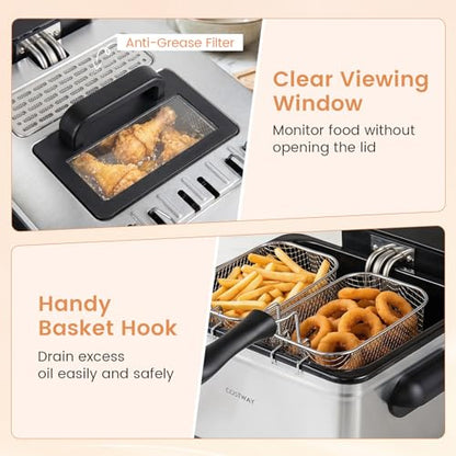 COSTWAY Deep Fryer w/Touch Screen, 5.3-Qt/5L Electric Fryer, 1700W, Silver - color: Silver, size: 5.3 Qt (5 L)