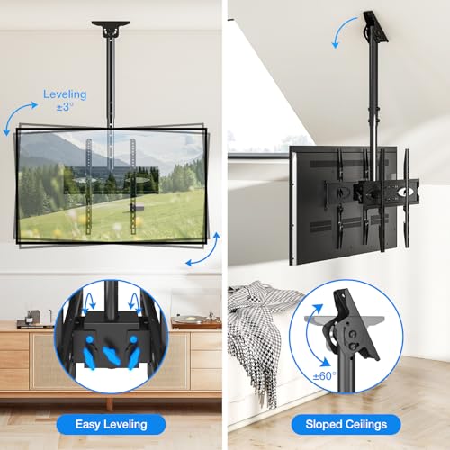 Rfiver Dual Ceiling TV Mount, 360° Swivel Tilt Bracket for 32-65 Inch TVs - style: Dual