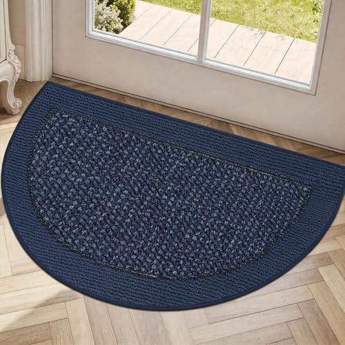 Dirt Trapper Door Mats 17" x 30", Non-Slip & Washable, Blue - color: Blue, size: 17" X 30" (Semicircular)
