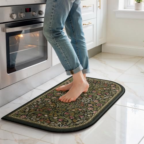 Collive Kitchen Mats for Floor Olive Green Half-Moon Rug, 17.3"x29.5" - color: Olive Green, size: 17.3"x29.5"(Half-Moon)