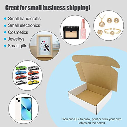 7x6x2 Shipping Boxes, Small Cardboard Box White Mailing Flat Corrugated Literature Mailer for Small Business Packaging Jewelry Craft Gift Box, 25 Pack - size: 7"x6"x2", style: 25 Pack - White