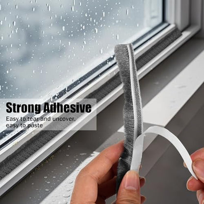33FT Brush Weather Stripping for Sliding Window Door Frame Strong Adhesive Door Seal Strip Felt Weatherstripping Soundproofing Pile Weatherstrip Draft Stoppers0.35'' Wide x 0.59'' Thick, Grey - size: 0.35in x 0.59in x 33ft