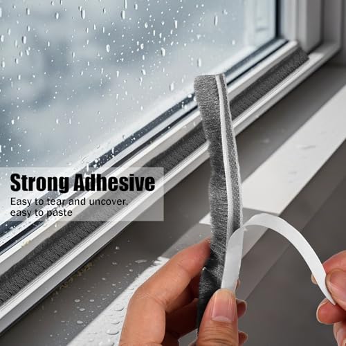 33FT Brush Weather Stripping for Sliding Window Door Frame Strong Adhesive Door Seal Strip Felt Weatherstripping Soundproofing Pile Weatherstrip Draft Stoppers0.35'' Wide x 0.59'' Thick, Grey - size: 0.35in x 0.59in x 33ft