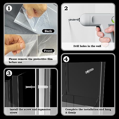 Acrylic Brochure Pamphlet Holder, 6 Magazine Holders and 12 Pamphlet Holders, Clear Brochure Display Holder Wall Mount, Trifold Flyer Rack, Literature Storage Rack for Home, Offices, Waiting Room