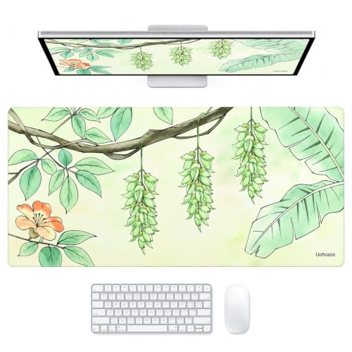 Floral Desk Mat Green Botanical Mouse Pad Extended Keyboard Pad35.4 x 15.7 - color: Aida
