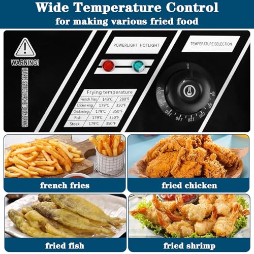 20QT Electric Deep Fryer, 2500W Commercial Stainless Steel Double Tank Countertop Fryer with Dual Baskets, Temperature Control for Restaurant, Food Truck & Home Use - size: 20QT