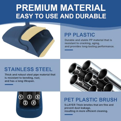 Broom and Dustpan Set, 51" Long Handle Broom with Mini Set Navy Blue - color: Blue, size: Normal