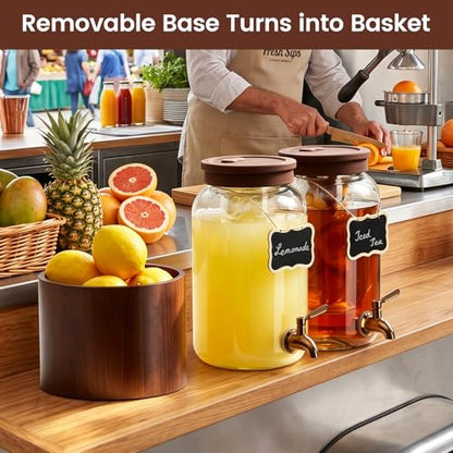 1 Gallon Glass Drink Dispenser for Parties Beverage Dispenser