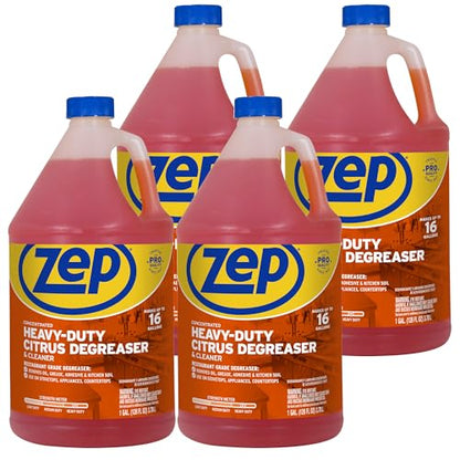 Zep Heavy-Duty Citrus Degreaser Cleaner Concentrate - 1 Gallon (Case of 4) ZUCIT128 - Restaurant Grade Degreaser and Cleaner Removes Oil, Grease, Adhesive, and Kitchen Soil on Stovetops, Appliances - size: 128 Fl Oz (Pack of 4)