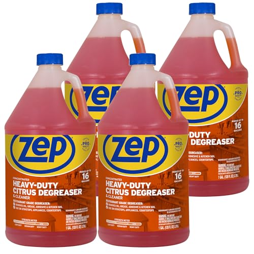 Zep Heavy-Duty Citrus Degreaser Cleaner Concentrate - 1 Gallon (Case of 4) ZUCIT128 - Restaurant Grade Degreaser and Cleaner Removes Oil, Grease, Adhesive, and Kitchen Soil on Stovetops, Appliances - size: 128 Fl Oz (Pack of 4)
