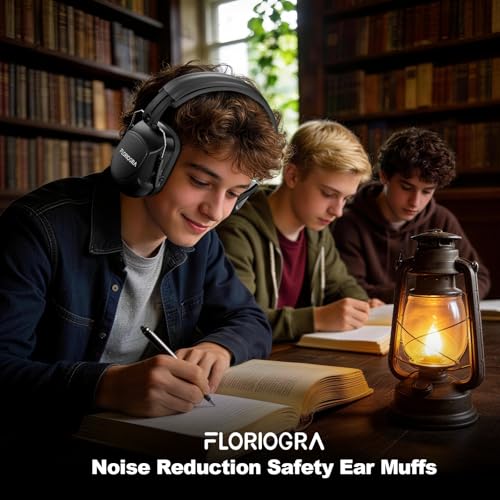 Floriogra Noise Reduction Ear Muffs, NRR 34dB Ear Protection for Adults - color: Black