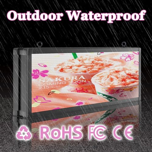 P10 39"x14" Double-Sides LED Advertising Sign Outdoor Digital Billboard with High Brightness, WiFi Programmable for Stores, HD Image/Text Display, Weatherproof & Energy Efficient - size: 39''x14''