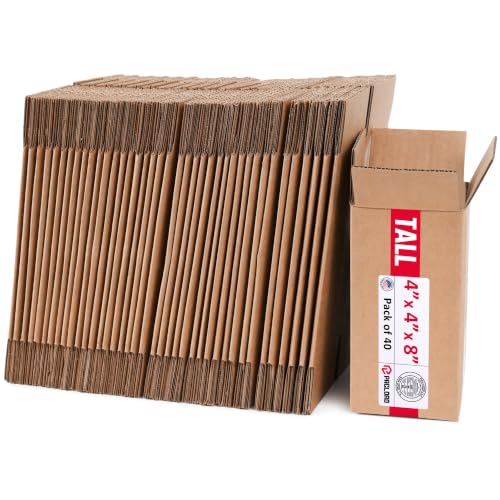 Tall Cardboard Boxes 4"L x 4"W x 8"H (Pack of 40) - USA-Made Packing Boxes for Moving, Shipping, or Storage - USPS, UPS, FedEx Approved - Professional Packing Supplies for Moving - color: Pack of 40, size: Tall 4x4x8"