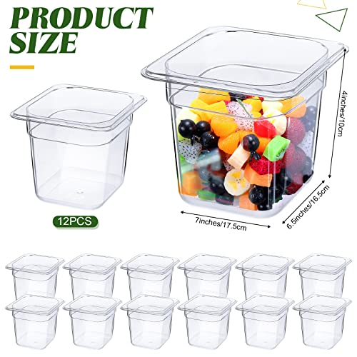 Yinder 12 Pcs 1/6 Size Clear Plastic Food Pans Stackable,4'' Deep - size: 4'' Deep
