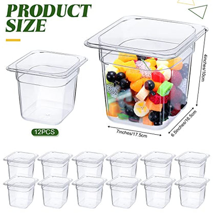 Yinder 12 Pcs 1/6 Size Clear Plastic Food Pans Stackable,4'' Deep - size: 4'' Deep