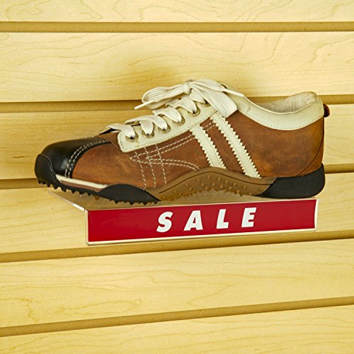 Slatwall Flat Clear Acrylic Shoe Shelf w/ 1.25" H x 10" L Sign Holding Slot, 4" D x 10" L, 5 Pack - size: 5 Pack