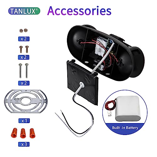 TANLUX LED Emergency Lights with Battery Backup, Two Head Adjustable Commercial Emergency Lights - 4 Pack(Black) - color: Black, size: 4 Pack