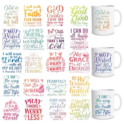 Rngmsi 20 Sheets Bible Verse Chrisitan UV DTF Cup Wrap Cold UV DTF Stickers - style: Bible Verse