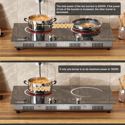 Karinear Electric Cooktop 2 Burner, 110V Electri Stove Top, Knob Control - color: 2 burners