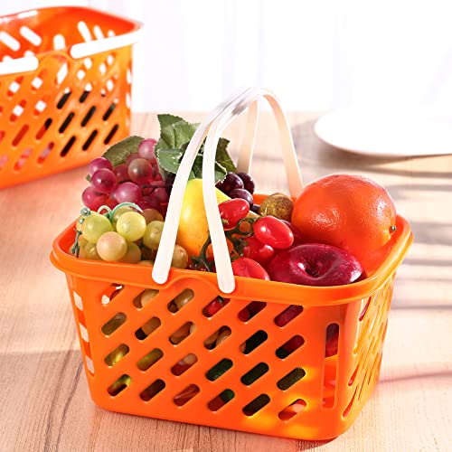 NUOBESTY 2 Pack Pretend Play Shopping Baskets - Kids Grocery Toy Basket with Handles for Imaginative Play, Toy Kitchen & Supermarket Role