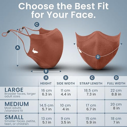 INHERENT Reusable Face Mask, Anti-Odor, Adjustable, Comfortable - style: Brown - Large