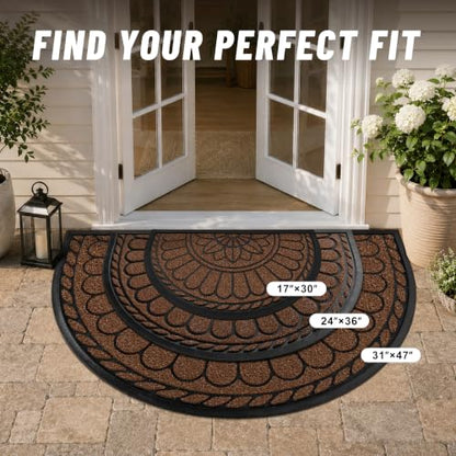 Mibao Half Round Door Mat, 47"x32", Coffee, Non-Slip Welcome Entrance - color: Coffee, size: 2'8" x 3'11" (Semicircular)