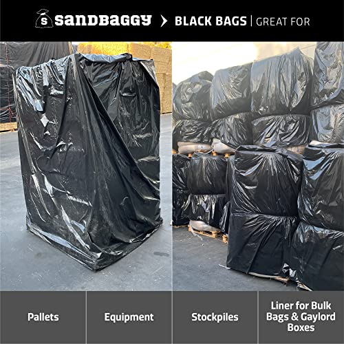 Sandbaggy Black Pallet Covers | Made in USA | Tarp Fits Large Pallets Up to 55" x 55" x 75" | Built w/ 6 Months UV Protection | Heavy Duty 1.5 Mil Thick Plastic (Pack of 250, 1.5 Mil Thick) - size: 1.5 Mil Thick