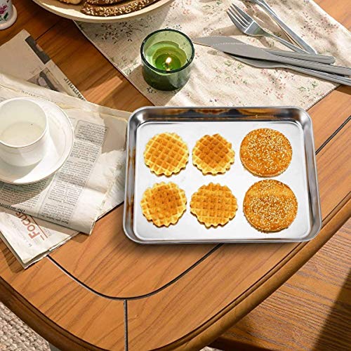 Baking Sheets 2 Pieces, Bastwe Stainless Steel Baking Pan Tray Cookie Sheet, Rectangle Size 9 X 7 X 1 inch, Healthy & Non Toxic, Rust Free & Mirror Finish, Easy Clean & Dishwasher Safe - size: 9 inch