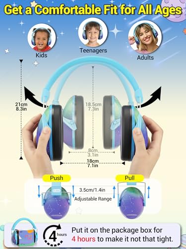 Dr.meter Monster Jam Ear Protection for Kids, Earmuffs for Noise Reduction - color: Print Aurora